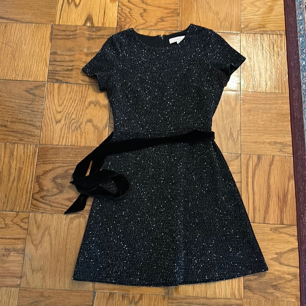 Black tweed short sleeve dress